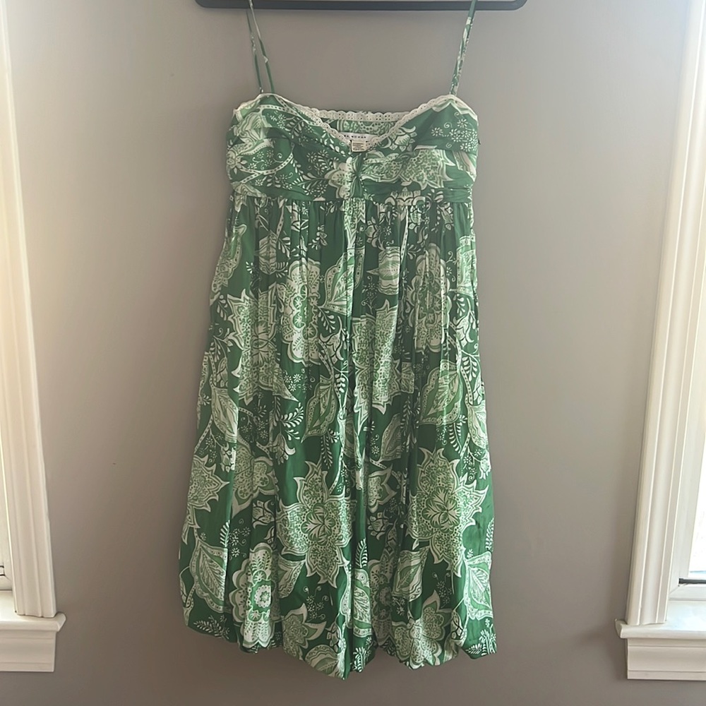 ZARA Floral Green Bubble Hem Sundress M